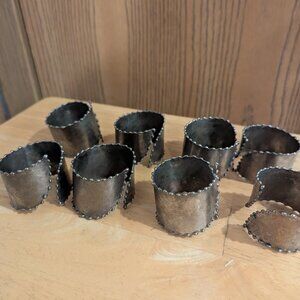 Vintage Silver Tone Circular Knob Metal Napkin Holders-Set of 8